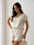 Resti Linen women’s set with short sleeves and shorts