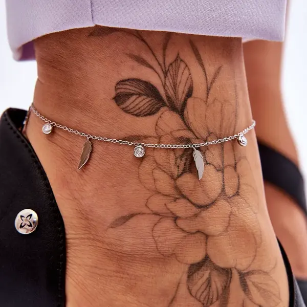 Glam Chic Náramek S Peřím A Krychlovými Zirkony stříbrne