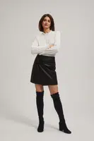 Marisse Black Imitation Leather Trapeze Skirt