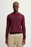 Bavlněný svetr Tommy Jeans pánský, vínová barva, DM0DM21787