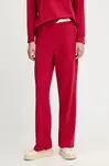 Kalhoty HUGO HUGO ID PANTS dámské, červená barva, 50555624