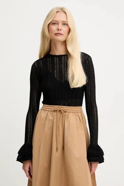 Sveter Twinset čierna farba, ľahký, 252TP3181