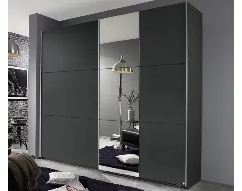 Šatníková skriňa Kronach, 175 cm, šedá/zrkadlo%