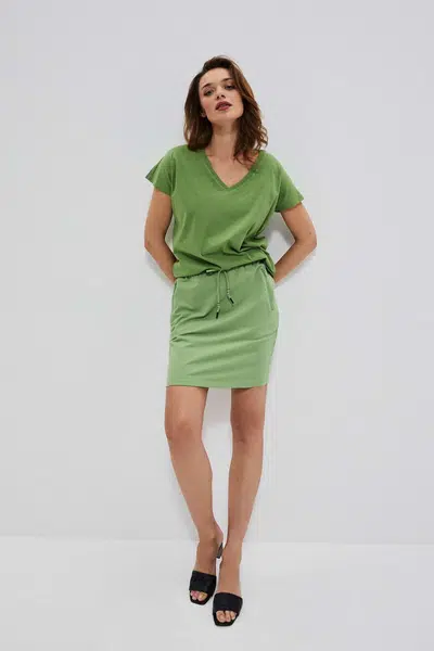 Marisse Plain Skirt With Pockets L-Sc-3711 Palm