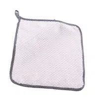 Square Dish Cloth Dish Towel with Lanyard Kitchen Cleaning Cloth 25 x 25 White