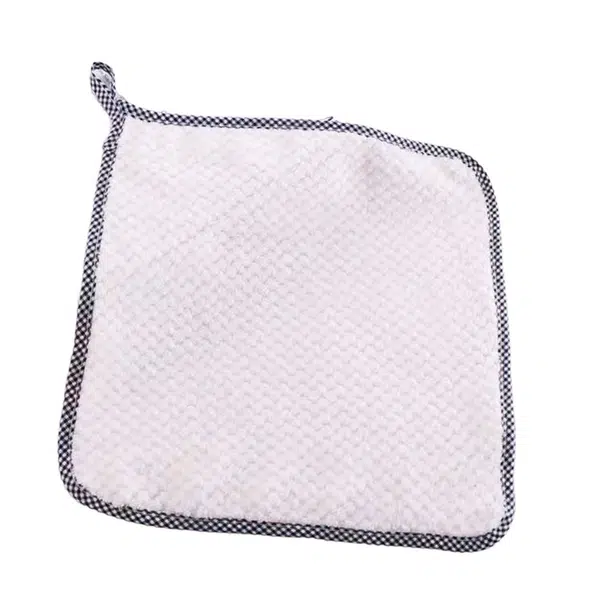 Square Dish Cloth Dish Towel with Lanyard Kitchen Cleaning Cloth 25 x 25 White