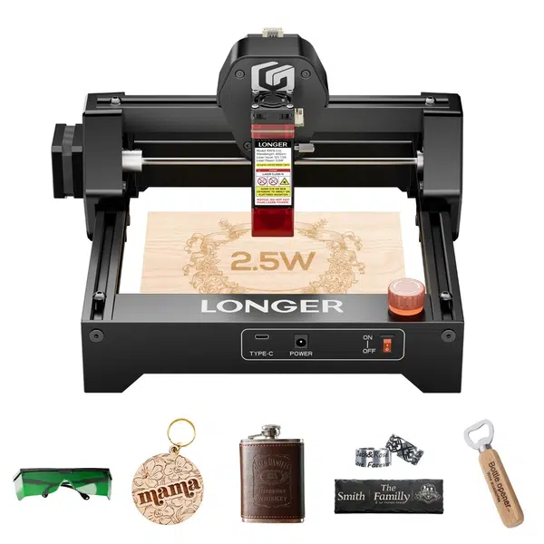 LONGER RAY5 Mini 2.5W Laser Engraver 0.04mm Precision 12000mm/min Speed for Wood/ Acrylic/ Leather/ Metal 130*140mm