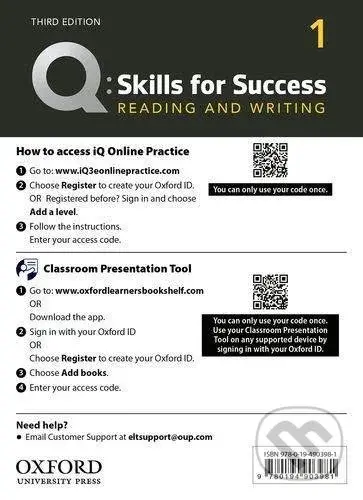 Q: Skills for Success: Reading and Writing 1 - Teacher´s Access Card, 3rd - kniha z kategorie Jazykové učebnice a slovníky