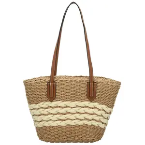 Módní dámská slaměná kabelka na rameno Revekka, béžová