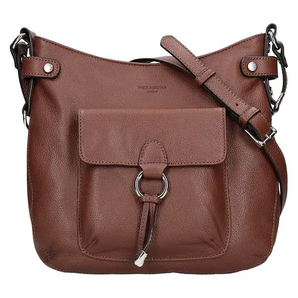 Kožená dámská crossbody kabelka Hexagona Ritta - hnědá