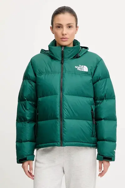 Péřová bunda The North Face 1996 Retro Nuptse zelená barva, zimní, NF0A3XEO1KI1