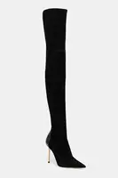 Semišové boty Elisabetta Franchi dámské, černá barva, na podpatku, SA36L57E2