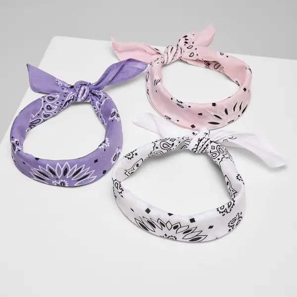Multicolor Bandana 3-Pack fialová+bílá+růžová