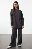 Trendyol Anthracite Ribbon Detailed Oversize Tracksuit