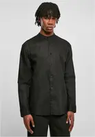 Bavlněná lněná košile se stojatým límečkem černá