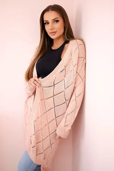 Svetr s geometrickým vzorem pudrově růžové