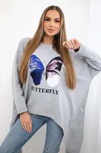 Halenka s potiskem oversize šedé