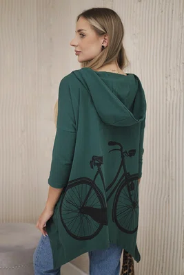 Mikina s cyklistickým potiskem zelená