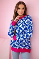 Svetr s geometrickým motivem fialovo-modrý