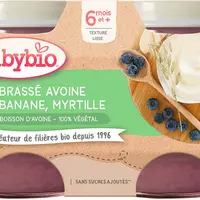 BABYBIO Brassé z ovesného mléka banán borůvka 2 x 130 g