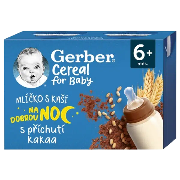 GERBER Cereal mlíčko s kaší s příchutí kakaa 2 x 200 ml