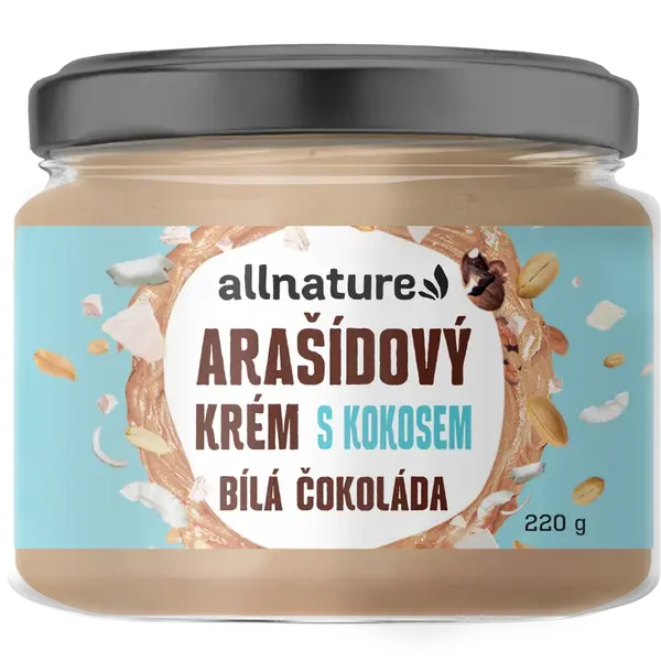 ALLNATURE Arašídový krém s bílou čokoládou a kokosem 220 g