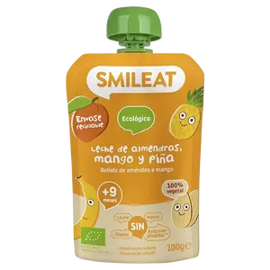 SMILEAT BIO kapsička mandlové mléko, jablko, ananas, mango a banán 9M+ 100 g