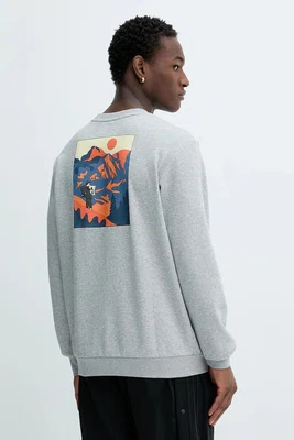 Mikina adidas Doodle Hunt Hike Sweater pánská, šedá barva, s potiskem, JM6503