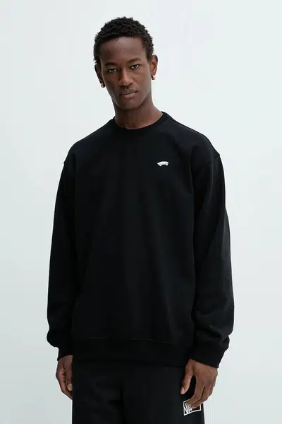 Bavlněná mikina Vans pánská, černá barva, hladká, VN000P59BLK1