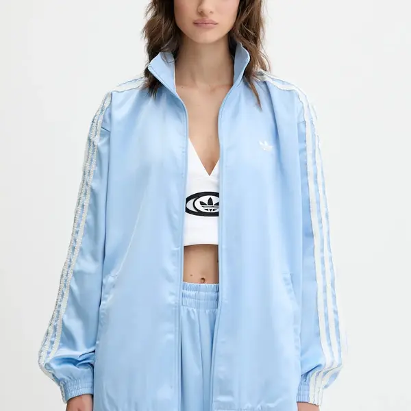 Mikina adidas Originals Satin Tt dámská, modrá barva, s aplikací, KC8811