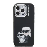 Zadní kryt Karl Lagerfeld IML Aquarelle Karl and Choupette pro Apple iPhone 15 Pro Max, černá