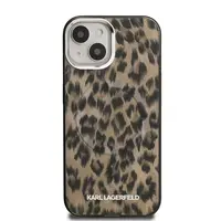 Zadní kryt Karl Lagerfeld IML Leopard MagSafe pro Apple iPhone 15, hnědá