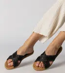 Gemre Black braided women's flip-flops Ellinara