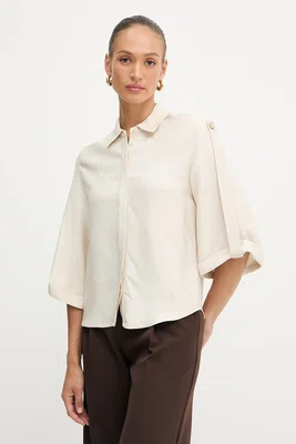 Košile Marciano Guess WHITNEY dámská, béžová barva, relaxed, s klasickým límcem, 5YGH02 7337A