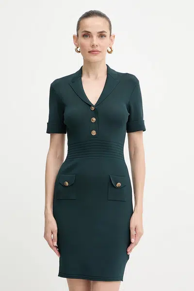 Šaty Guess FELICITY zelená barva, mini, přiléhavé, W5YK29 Z0130