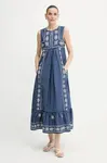 Šaty Weekend Max Mara MANILA tmavomodrá barva, maxi, 2525226021600