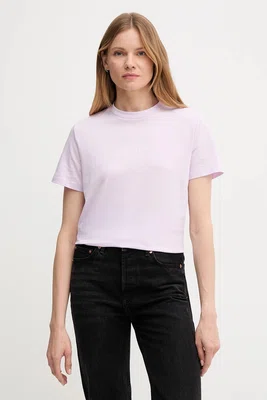 Bavlněné tričko Calvin Klein Jeans dámské, fialová barva, LV047C863G