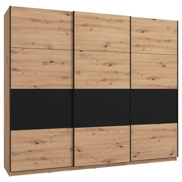 Xora SKŘÍŇ S POSOUVACÍMI DVEŘMI, černá, dub artisan, 262,5/224/65,5 cm