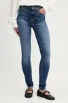 Džíny Tommy Jeans dámské, tmavomodrá barva, DW0DW21740