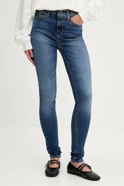 Džíny Tommy Jeans dámské, tmavomodrá barva, DW0DW21740