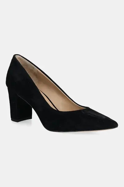 Semišové lodičky Lauren Ralph Lauren Lanette Blkh černá barva, na podpatku, 802967743001