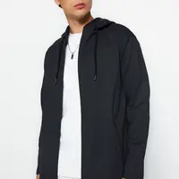Trendyol Anthracite Zippered Hooded Sweatshirt/Cardigan