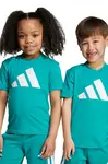 Dětské bavlněné tričko adidas zelená barva, s potiskem, JW2415
