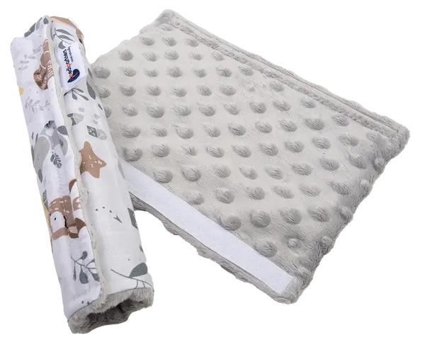 Medi Partners Cotton + Minky car seat belt protector – Jelonki + gray Minky