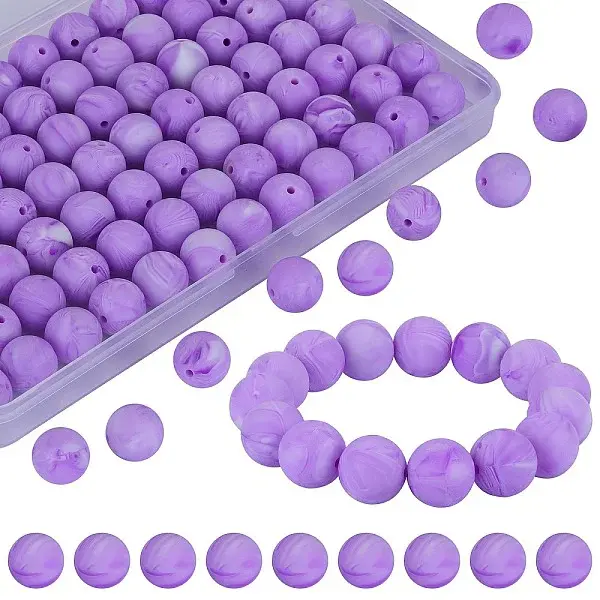 80Pcs Round Silicone Focal Beads