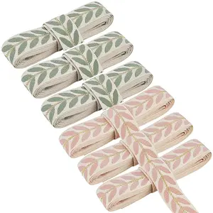 18 Yards 2 Colors Polyester Leaf Jacquard Ribbons