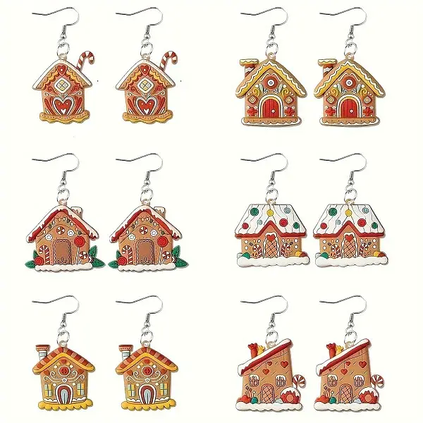 6 Pairs Acrylic Dangle Earrings