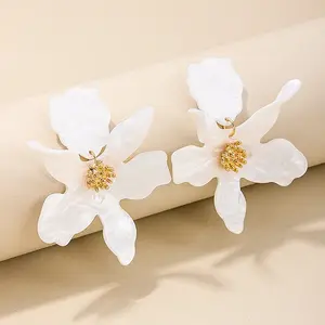 Valentine's Day Acrylic & Alloy Dangle Stud Earrings
