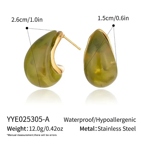 304 Stainless Steel Teardrop Stud Earrings