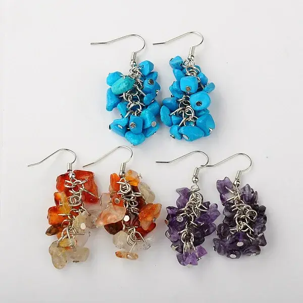 Fashionable Gemstone Chips Earrings